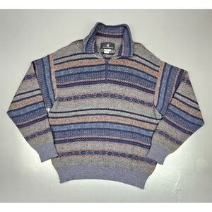 The Peruvian Connection Sweater Mens XL. 100% Alpaca Qt Zip Striped Multicolor‎